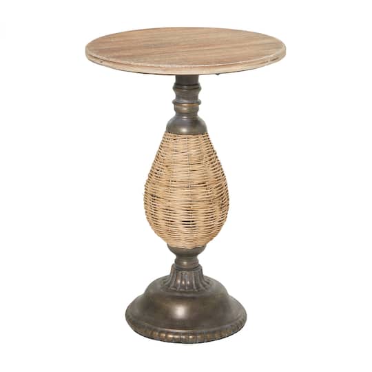 Brown Iron Farmhouse Accent Table, 22" x 15" x 15"
